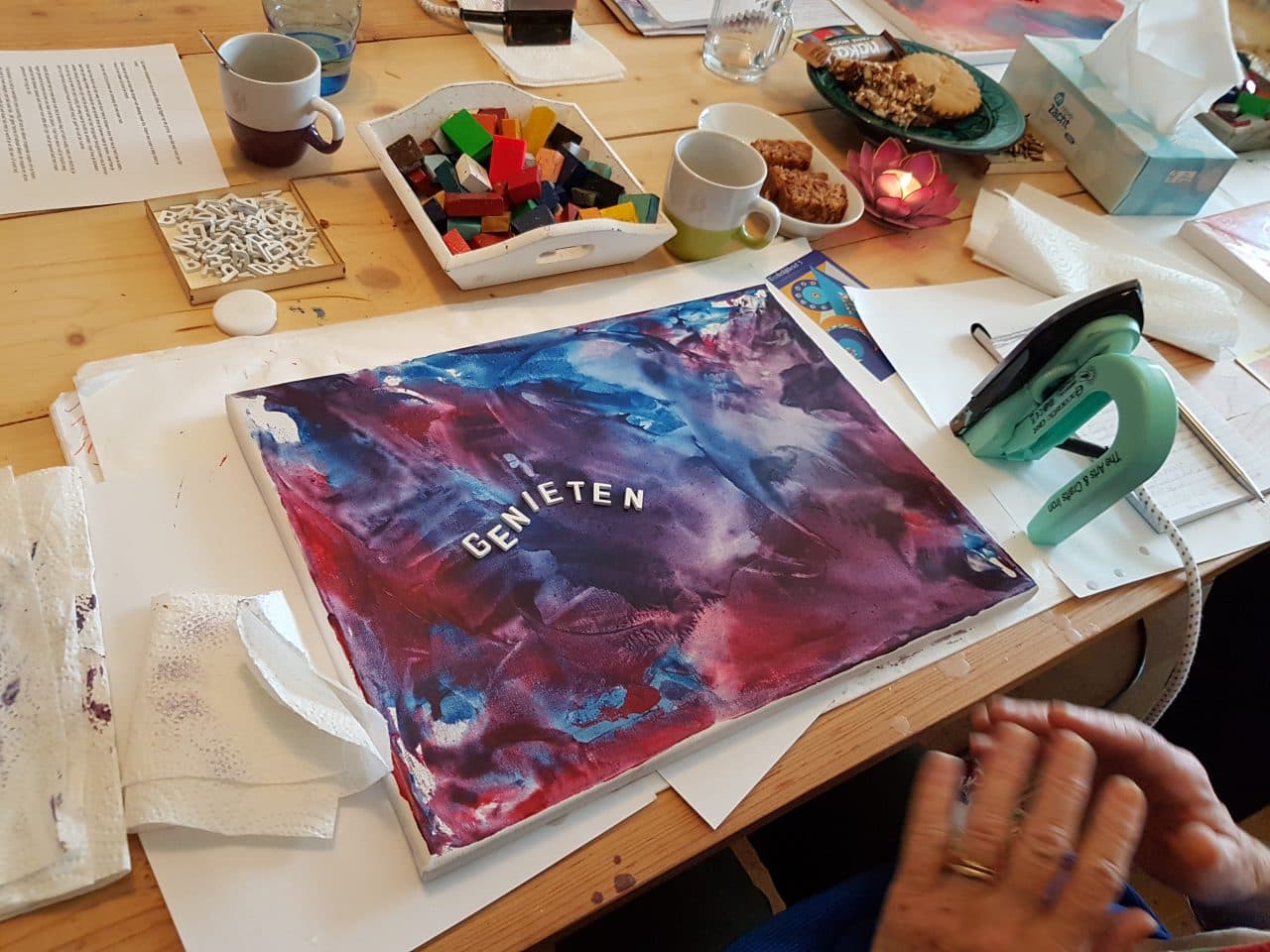 Vibrant Encaustic Painting on Canvas